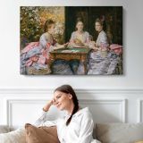 Hearts Are Trumps by Sir John Everett Millais - single-panel canvas displayed above a sofa