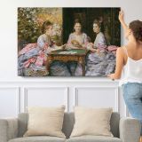 Hearts Are Trumps by Sir John Everett Millais - single-panel canvas shown with a person for scale