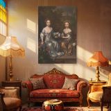 Henrietta and Mary Hyde - Sisters in Silk by Willem Wissing canvas wall art - Image 4