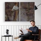 Her-favorite-place-large by Daniel Gerhartz - two-panel canvas displayed in a reading room