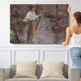 Her-favorite-place-large by Daniel Gerhartz - single-panel canvas shown with a person for scale