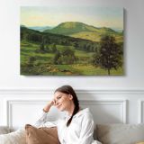 Hill and Dale by Albert Bierstadt - single-panel canvas displayed above a sofa