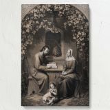 Holy Family - Mary, Joseph, and Baby Christ Lithograph By J. Schlotthauer canvas wall art - Image 7