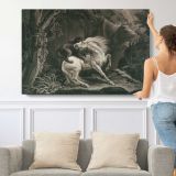 Horse Attacked by Benjamin Green - single-panel canvas shown with a person for scale