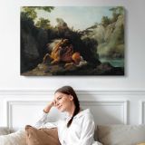 Horse Devoured by George Stubbs - single-panel canvas displayed above a sofa