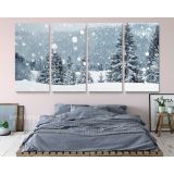 Panoramic Vintage Winter Christmas Village Snow Scene Holiday Framed Canvas - Image 4