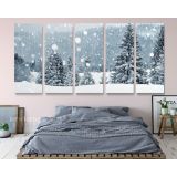 Panoramic Vintage Winter Christmas Village Snow Scene Holiday Framed Canvas - Image 5