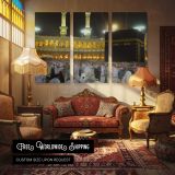 Illuminated Kaaba at Night - multi-panel canvas displayed in a classic lounge