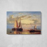 In A Calm by Abraham Hulk Snr - single-panel canvas displayed above a console table