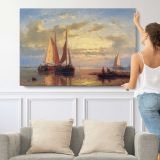 In A Calm by Abraham Hulk Snr - single-panel canvas shown with a person for scale