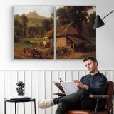 In the Foothills by Albert Bierstadt - two-panel canvas displayed in a reading room