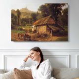 In the Foothills by Albert Bierstadt - single-panel canvas displayed above a sofa
