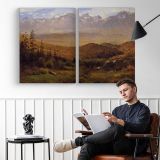 In the Foothills of the Mountains by Albert Bierstadt - two-panel canvas displayed in a reading room