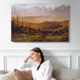 In the Foothills of the Mountains by Albert Bierstadt - single-panel canvas displayed above a sofa