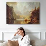 In the Mountains by Albert Bierstadt - single-panel canvas displayed above a sofa
