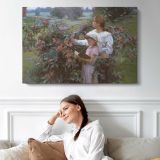 In-the-orchard-large by Daniel Gerhartz - single-panel canvas displayed above a sofa