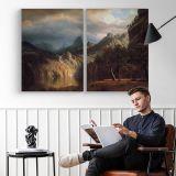 In Western Mountains by Albert Bierstadt - two-panel canvas displayed in a reading room