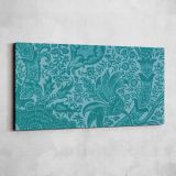 Indian Floral Pattern in Teal by William Morris — single-panel canvas shown on a pale studio wall