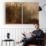 Indian Scout by Albert Bierstadt - two-panel canvas displayed in a reading room