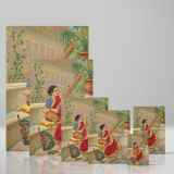 Indian Woman Playing Sitar - Traditional Saree Portrait By Raja Ravi Varma canvas wall art - Image 4