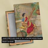 Indian Woman Playing Sitar - Traditional Saree Portrait By Raja Ravi Varma canvas wall art - Image 6