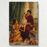 Infant Krishna on Yasoda's Lap - Devotional Moment By Raja Ravi Varma canvas wall art - Image 7