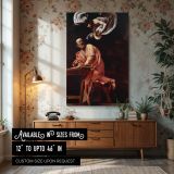 Inspiration of Saint Matthew - Angelic Guidance Scene by Caravaggio canvas wall art