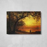 Island of New Providence by Albert Bierstadt - single-panel canvas displayed above a console table