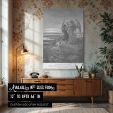 Jacob Wrestles with the Angel - Gustave Dore Black and White Engraving canvas wall art