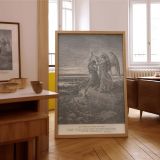 Jacob Wrestles with the Angel - Gustave Dore Black and White Engraving canvas wall art - Image 7