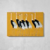 Japanese Cranes on Gold - single-panel canvas displayed above a console table