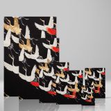Japanese Flying Cranes - Kimono-Inspired Gold and White Bird Pattern canvas wall art - Image 4