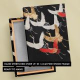 Japanese Flying Cranes - Kimono-Inspired Gold and White Bird Pattern canvas wall art - Image 6