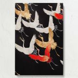 Japanese Flying Cranes - Kimono-Inspired Gold and White Bird Pattern canvas wall art - Image 7
