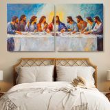 Jesus and the Disciples at the Last Supper — single-panel canvas in a bedroom
