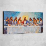 Jesus and the Disciples at the Last Supper — single-panel canvas shown on a pale studio wall