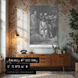 Jesus Is Crowned with Thorns - Passion Scene Engraving by Gustave Dore canvas wall art
