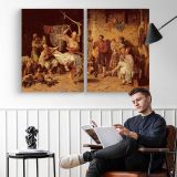 Joanovitch Paul the Sword Dance - two-panel canvas displayed in a reading room