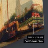 Johannes Frederik A Moored Haybarge and Other Shipping by Abraham Hulk Snr - canvas surface and wrapped edge detail