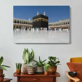 Kaaba beneath a Clear Blue Sky - single-panel canvas displayed above a console table