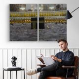 Kaaba in the Grand Mosque Courtyard - two-panel canvas displayed in a reading room
