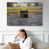 Kaaba in the Grand Mosque Courtyard - single-panel canvas displayed above a sofa