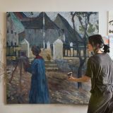 Kallmünz – Gabriele Münter beim Malen II (1903) by Wassily Kandinsky — room mockup view 3