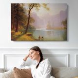 Kern River Valley, California by Albert Bierstadt - single-panel canvas displayed above a sofa