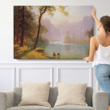 Kern River Valley, California by Albert Bierstadt - single-panel canvas shown with a person for scale