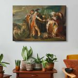 King Lear Weeping Over the Dead Body of Cordelia by James Barry - single-panel canvas displayed above a console table