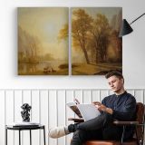 Kings River Canyon California by Albert Bierstadt - two-panel canvas displayed in a reading room