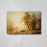Kings River Canyon California by Albert Bierstadt - single-panel canvas displayed above a console table