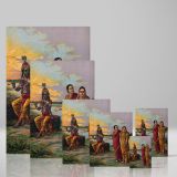 Krishna Confesses Love - River Sunset Scene with Radha By Raja Ravi Varma canvas wall art - Image 4