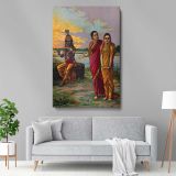 Krishna Confesses Love - River Sunset Scene with Radha By Raja Ravi Varma canvas wall art - Image 5